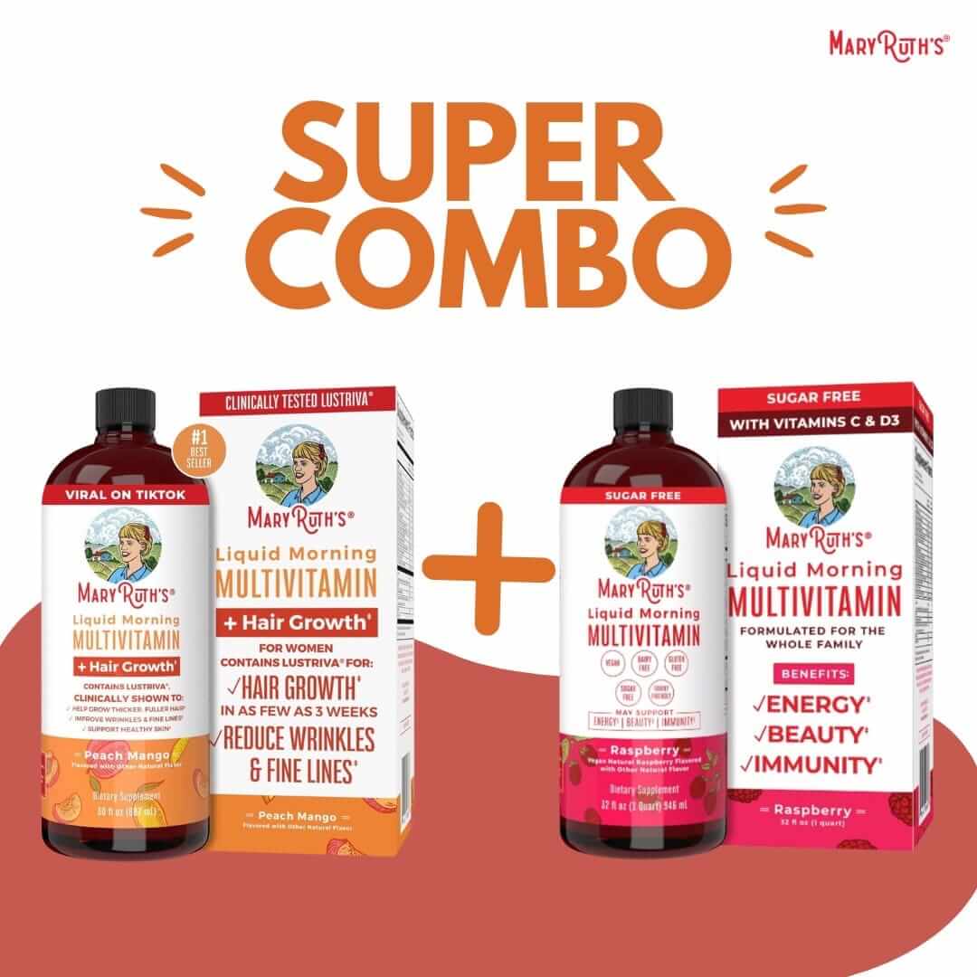 MaryRuth's Pack x2 Multivitamínico Líquido con Lustriva™ para Cabello y Piel - Mango 🍑 & Frambuesa 🍓✨