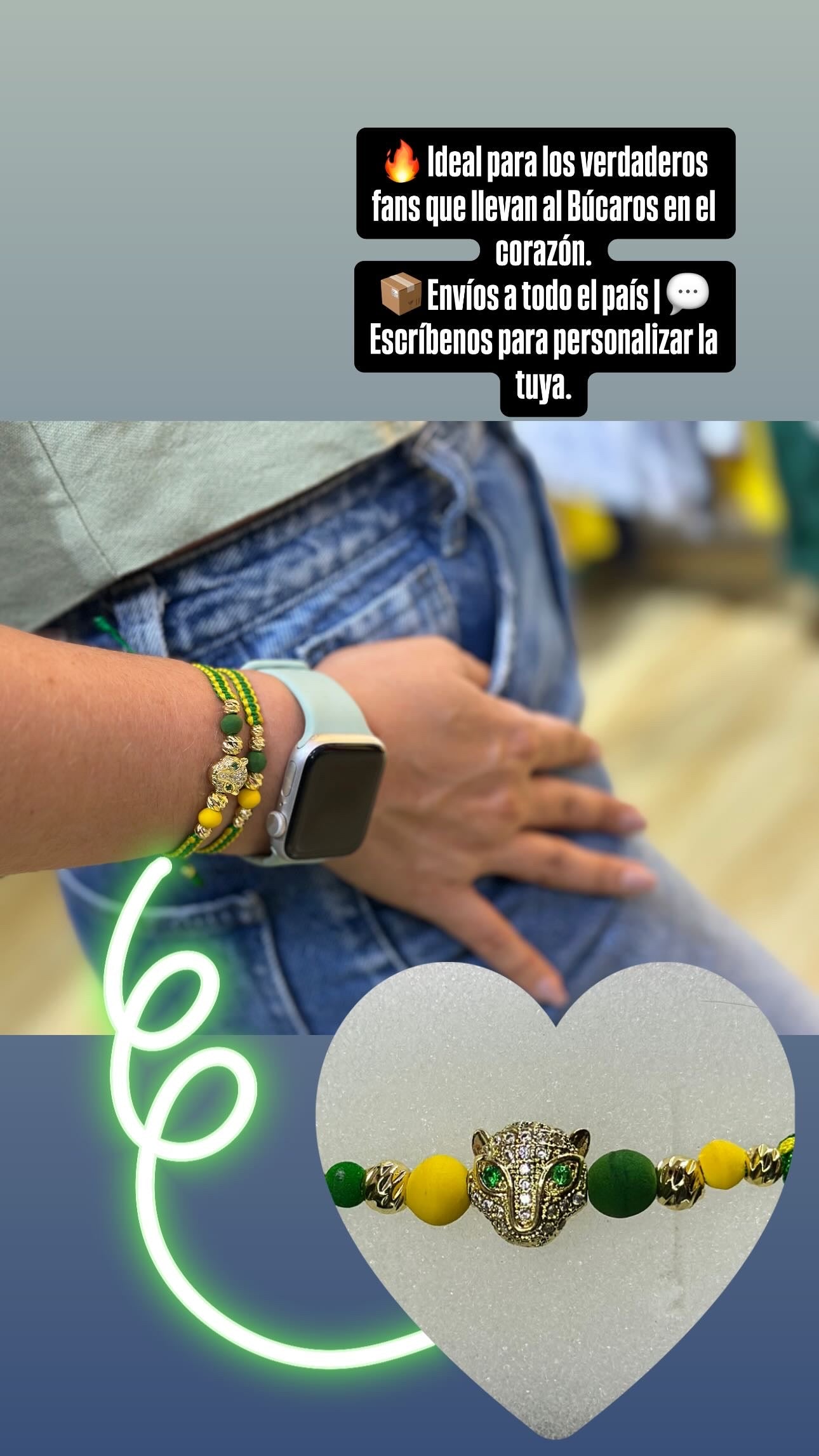 Combo 3 Manillas “Leopardo” – Edición Atlético Bucaramanga (Rodio & Acero)