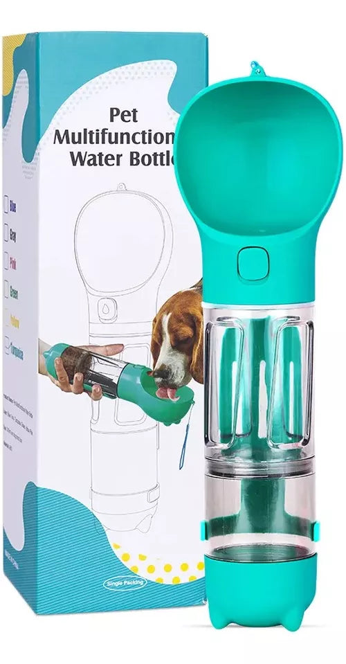 Botella Portátil 3 En 1 Multifuncional Para Perros Mascotas