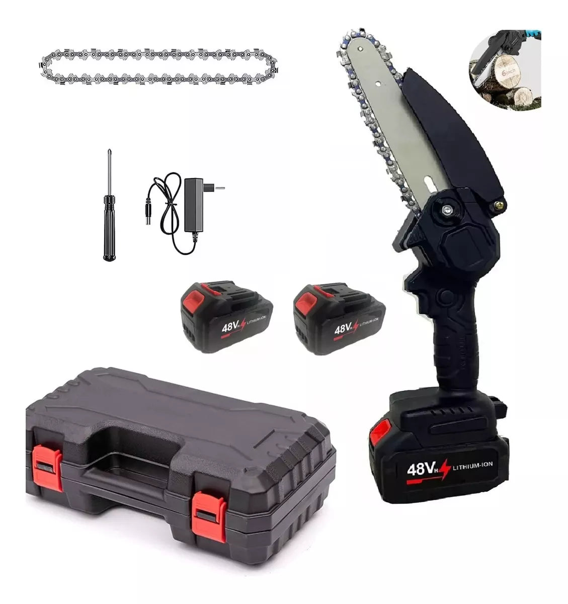 Motosierra Portátil a Batería 24W - Ligera, Potente y con 2 Baterías Incluidas