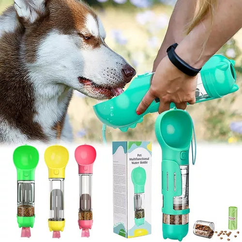Botella Portátil 3 En 1 Multifuncional Para Perros Mascotas