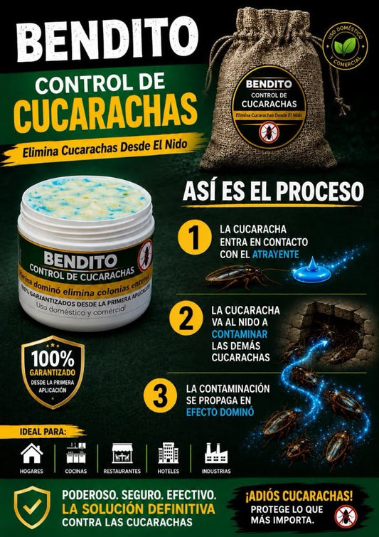 Bendito Control de Cucarachas – Gel Efecto Dominó | Uso Doméstico y Comercial