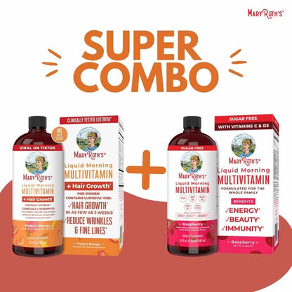 MaryRuth's Pack x2 Multivitamínico Líquido con Lustriva™ para Cabello y Piel - Mango 🍑 & Frambuesa 🍓✨