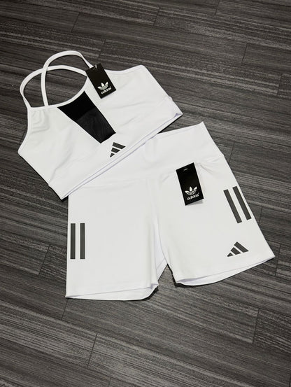 🤍 Conjunto Deportivo Dama Adidas – Top & Short de Compresión 🖤