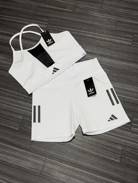 🤍 Conjunto Deportivo Dama Adidas – Top & Short de Compresión 🖤